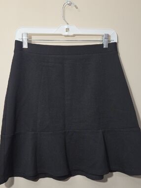 LOFT Black A-Line Flounce Hem Skirt